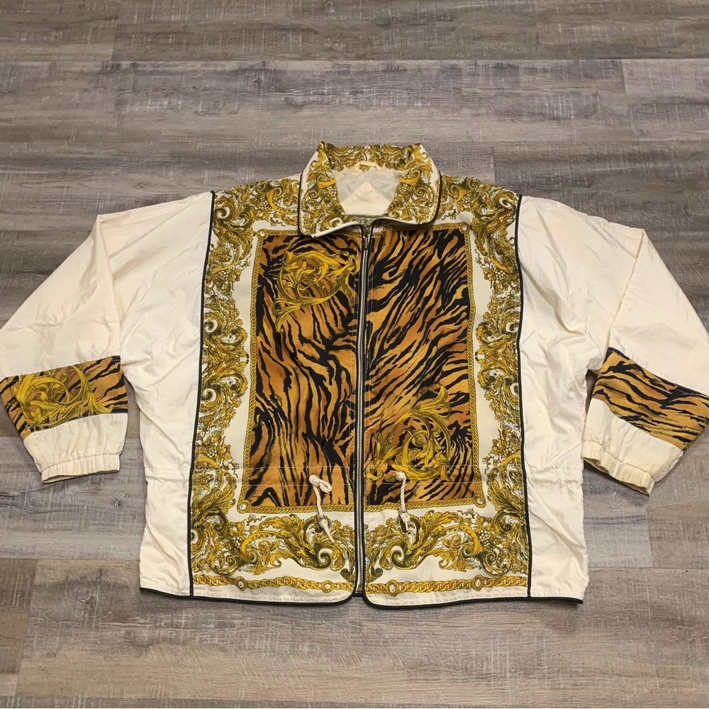 Winterset Vintage Wind Suit Windbreaker Jacket Tiger Print 80’s 90’s Large